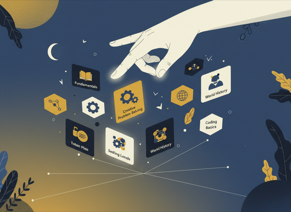 Hand selecting from learning path cards